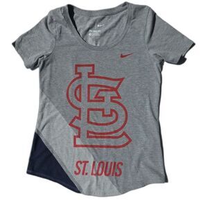 MLB Nike St Louis Cardinals Baseball T-Shirt Gray Red Women's S Fitted Sports